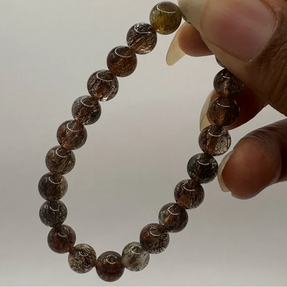 HQ Black Golden Super Seven Crystal Bracelet 8mm - Picture 4 of 6